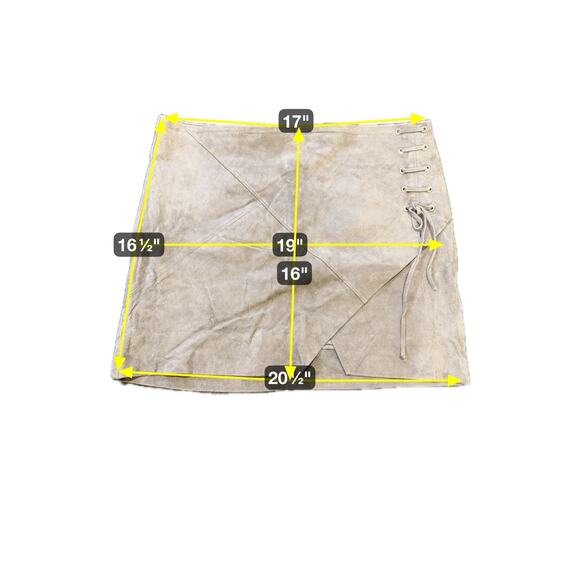 BLANKNYC-Suede Leather Lined Mini Skirt-Lace Up Faux Wrap-Smoky Gray-Size 30 - Picture 3 of 16